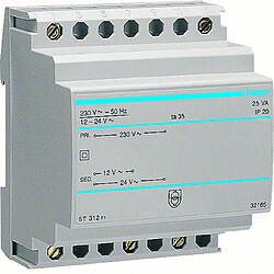 transformateur de sécurité - 25va - 230 / 12-24v - hager st312