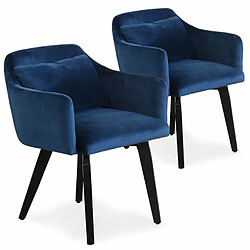 Paris Prix Lot de 2 Fauteuils Velours Scanda 70cm Bleu 