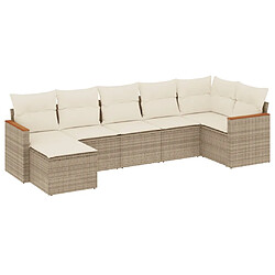 vidaXL Salon de jardin avec coussins 7 pcs beige résine tressée