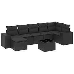 vidaXL Salon de jardin 8 pcs avec coussins noir résine tressée