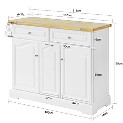 Avis SoBuy FKW100-WN Desserte Roulante Meuble de Rangement à roulettes Chariot de Service Buffet Commode Bahut en Bois