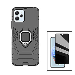 PHONECARE Kit Verre Trempé 5D Anti-Spy + Coque 3X1 Military Defender pour Xiaomi Redmi Note 12R - Noir 