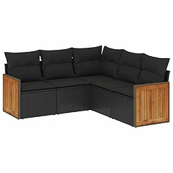 Maison Chic Ensemble de 5 Tables et chaises d'extérieur avec coussins,Salon de jardin noir résine tressée -GKD895843