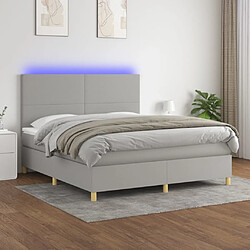 vidaXL Sommier à lattes de lit et matelas et LED Gris clair 160x200 cm