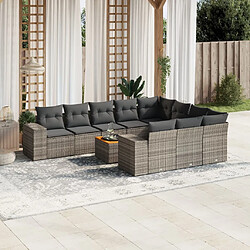 vidaXL Salon de jardin 11 pcs avec coussins gris résine tressée 