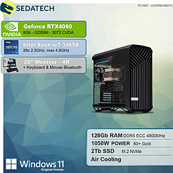 Sedatech Pack Workstation Pro • Intel Xeon-3465X • RTX4060 • 128Go RAM • 2To SSD M.2 • Windows 11 Pro • Moniteur 28"