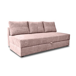 Bestmobilier Lucina - canapé droit 3 places - convertible avec coffre - en velours Lucina - canapé droit 3 places - convertible avec coffre - en velours - Rose