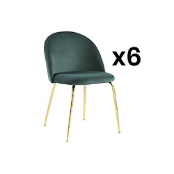 Vente-Unique Lot de 6 chaises - Velours et acier inoxydable doré - Vert - MELBOURNE