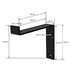 Avis Lot de 4 Supports d'Étagère ML-Design 20x4x14,5 cm, en Métal, Noir, Style Industriel