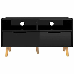 Maison Chic Meuble TV scandinave - Banc TV pour salon noir brillant 90x40x48,5 cm bois d'ingénierie -MN52812 pas cher