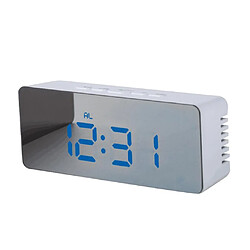 Réveil led - snooze miroir température rectangle de nuit, lumière led bleue