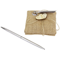 Acheter Ensemble Stylo et Support en Jute Vintage Coeurs en Bois Décoration de Mariage