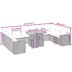 Avis vidaXL Salon de jardin 11 pcs avec coussins gris résine tressée