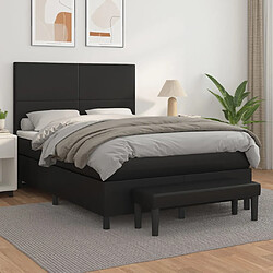 vidaXL Sommier à lattes de lit avec matelas Noir 140x190 cm Similicuir