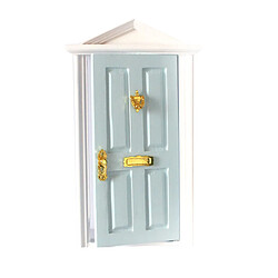 1:12 Dolls House Miniature Steepletop Door En Bois Avec Quincaillerie Bleu pas cher