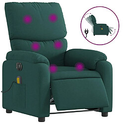 Maison Chic Fauteuil Relax pour salon, Fauteuil de massage inclinable électrique Vert foncé Tissu -GKD76078