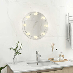 Maison Chic Miroir mural avec lampes LED | Miroir Décoration pour Maison Salle de Bain Rond Verre -GKD12080