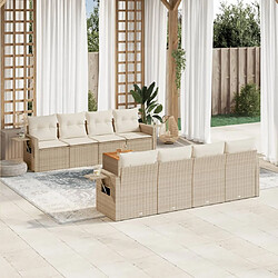 vidaXL Salon de jardin avec coussins 9 pcs beige résine tressée 