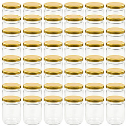 vidaXL 48 pcs Pots à confiture avec couvercle doré Verre 230 ml