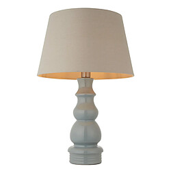 Endon Lampe de table haute avec base et abat-jour, vernis gris bleu et plaque de nickel satiné