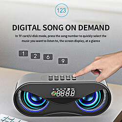 Avis Universal Owl Design Bluetooth Haut-parleur LED Flash Wireld Wireld Wireld Radio Réveil horloge TF Carte Support Sélectionner des chansons par numéro | Subwoofer (Noir)