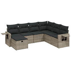 vidaXL Salon de jardin avec coussins 7 pcs gris résine tressée