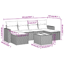 Acheter vidaXL Salon de jardin 7 pcs avec coussins noir résine tressée