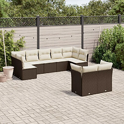 Maison Chic Salon de jardin avec coussins 9 pcs, Ensemble Tables et chaises de jardin, marron résine tressée -GKD380800