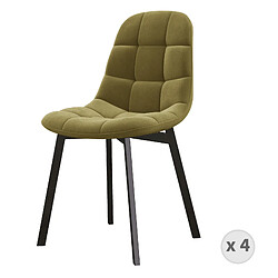 Moloo STELLIA-Chaise en Velours Olive et métal noir (x4)