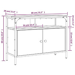 vidaXL Armoire lavabo de salle de bain chêne fumé 80x30x60 cm pas cher