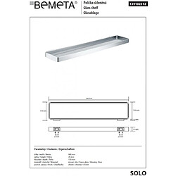 Bemeta - Maison De La Tendance Etagère de douche murale SOLO en verre et chrome 50 x2,5 x11 cm