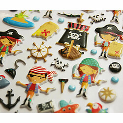 Youdoit Autocollants réutilisables - Relief 3D - Enfants pirates - Paillettes