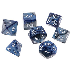 7PCS Two Colors Polyhedral Dice 16mm pour Dungeons and Dragons Table Games Blue Silver