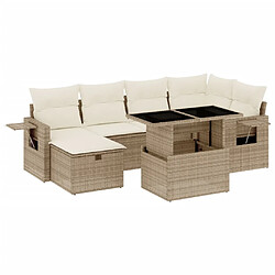 vidaXL Salon de jardin avec coussins 7 pcs beige résine tressée