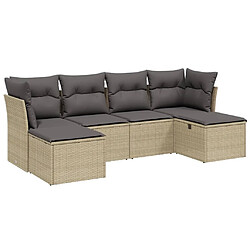 Maison Chic Ensemble à manger d'extérieur 6 pcs avec coussins,Salon de jardin,Mobilier de jardin mélange beige résine tressée -GKD433467