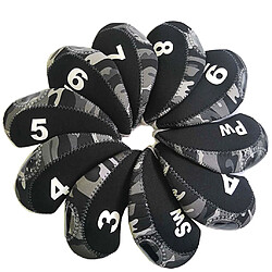 10 Pcs/Pack Golf de Fer Couvre Set Golf Tête de Fer Couvre Set de Protection Fit Plus Fers Léger Couleur: noir camouflage motif nombre Capuchon personnalisé golf club tête couvre