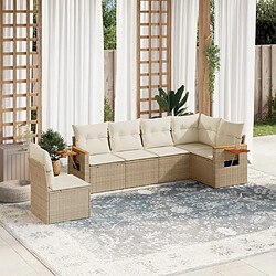 vidaXL Salon de jardin avec coussins 6 pcs beige résine tressée 