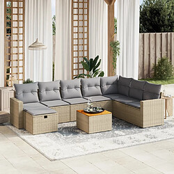 vidaXL Salon de jardin avec coussins 9pcs mélange beige résine tressée 