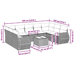 Acheter vidaXL Salon de jardin avec coussins 10 pcs gris clair résine tressée