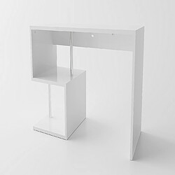 Alter Esse bureau moderne pour bureau et étude avec étagère, Made in Italy, Table d'ordinateur, bureau PC, 140x60h78 cm, couleur blanc brillant