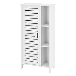 Helloshop26 Meuble colonne pour salle de bain meuble de rangement à porte avec 3 étagères 96 cm panneau de particules blanc 03_0005822