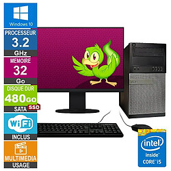 Dell 7010 MT i5-3330 3.20GHz 32Go/480Go SSD Wifi W10 + Ecran 20 · Reconditionné 