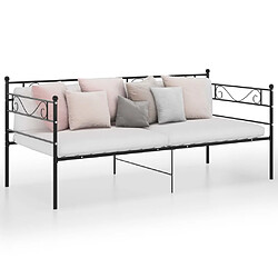 vidaXL Cadre de canapé-lit sans matelas noir métal 90x200 cm