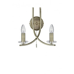 Searchlight Applique murale Ascona Laiton antique 2 ampoules 28cm Coloris : Laiton antiqueNombre d'ampoules : 2Type d'ampoule : E14Puissance Max en Watts (W) : 60Ampoules incluses : NonIP20Classe de protection : 1Hauteur en Cm : 28