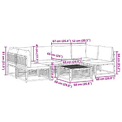 vidaXL Salon de jardin avec coussins 7 pcs bois massif d'acacia pas cher