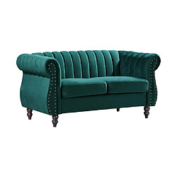 Vente-Unique Canapé chesterfield 2 places en velours vert émeraude TRUMBO