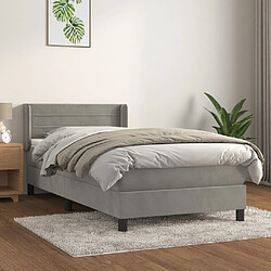 vidaXL Sommier à lattes de lit et matelas Gris clair 90x190 cm Velours 