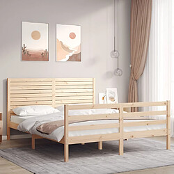 Maison Chic Cadre/structure de lit avec tête de lit pour adulte - Lit Moderne Chambre 160x200 cm bois massif -MN78792