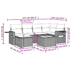 Avis vidaXL Salon de jardin avec coussins 7 pcs gris résine tressée