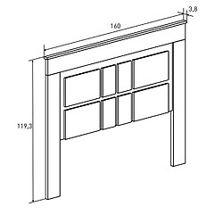 Pegane Tête de lit avec pieds coloris chêne vieilli - Longueur 160 x profondeur 3,8 x hauteur 119,3 cm